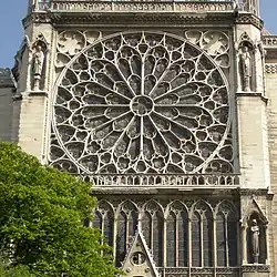 Große Rose des Südquerhauses, nach 1258, bei späteren Wieder­her­stellungen um 15° gedreht