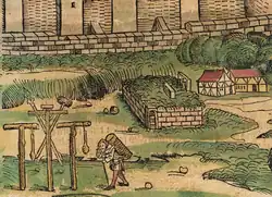 Richtstätte vor den Mauern von Nürnberg (Bildausschnitt aus der Schedelschen Weltchronik 1493)
