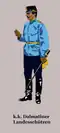 Oberleutnant der reitenden Dalmatiner Landes­schützen in Marsch­adjustierung