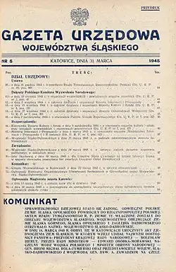 Bekanntmachung der Schaffung der Woiwodschaft der Volksrepublik Polen