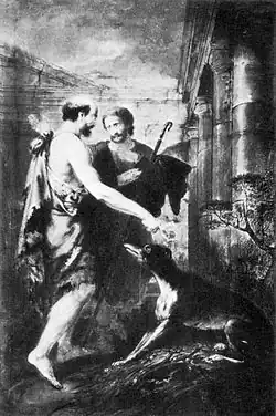 Odysseus nach seiner Rückkehr von seinem Hunde erkannt, um 1778, Gut Neuhaus
