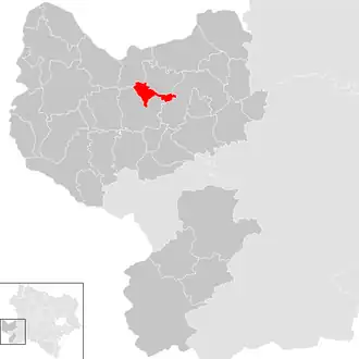 Lage der Gemeinde Oed-Oehling im Bezirk Amstetten (anklickbare Karte)