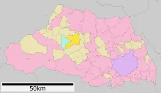 Lage Ogawas in der Präfektur