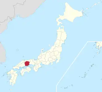 Lage der Präfektur Okayama in Japan