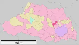 Lage Okegawas in der Präfektur