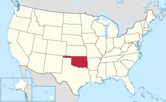 Karte der USA, Oklahoma hervorgehoben