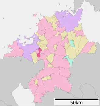 Lage Ōnojōs in der Präfektur