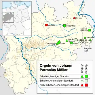 Standorte von Möller-Orgeln
