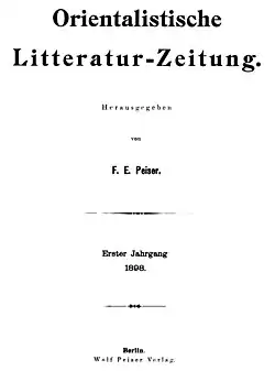 Orientalistische Litteratur-Zeitung - Titel 1898