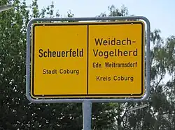 Kreisübergreifend: Scheuerfeld (kreisfreie Stadt Coburg) und Weitramsdorf-Weidach Ortsteil Vogelherd (Landkreis Coburg)