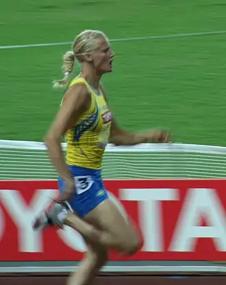 Carolina Klüft mit dem ersten von drei Siegen bei Weltmeisterschaften