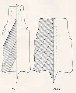 Fell mit eingezeichneten Auslassschnitten, A-Schnitt