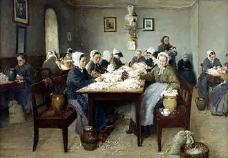 Federnschleißen an einem Novemberabend im Luisenstift Weimar, 1877
