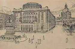 Entwurf für die Neugestaltung des Wiener Karlsplatzes und die Errichtung eines Kaiser-Franz-Josef-Stadtmuseums, heute Ort des Wien Museums Karlsplatz (1909)