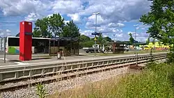 Pößneck unterer Bahnhof, Endpunkt der Orlabahn und Verknüpfungsstelle Bus und Bahn im Juni 2016