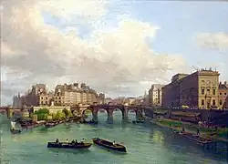 Giuseppe Canella, Le Pont-Neuf, la Cité, la Monnaie et le quai de Conti (1832) Musée Carnavalet (Paris). Rechts davon liegt der Quai de Conti.