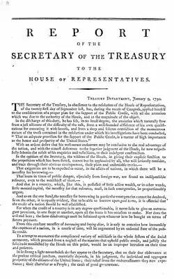 Erste Seite des Report on Public Credit.