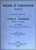 Titelseite von Zoologie et Paléontologie générales: Nouvelles Recherches sur les animaux vertébrés vivants et fossiles