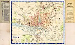 Faltplan der öffentlichen Verkehrsmittel in Hamburg, herausgegeben von der Hochbahn (1939)