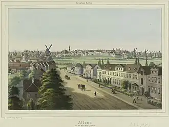 Altonas Windmühlen von 1860 (aus der nördlichen Sicht).