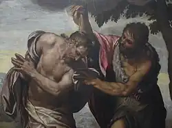 Ausschnitt aus der Pala: die Taufe Christi von Paolo Farinato