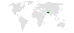 Lage von Portugal und Pakistan