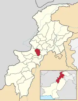 Karte von Pakistan, Position von Distrikt Peshawar hervorgehoben