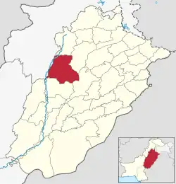 Karte von Pakistan, Position von Distrikt Bhakkar hervorgehoben