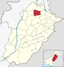 Karte von Pakistan, Position von Distrikt Chakwal hervorgehoben