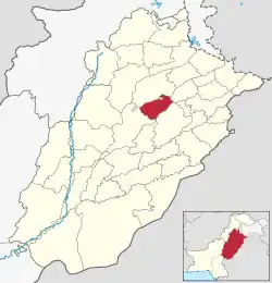 Karte von Pakistan, Position von Distrikt Chiniot hervorgehoben