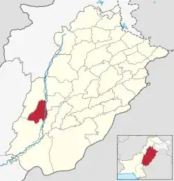Karte von Pakistan, Position von Distrikt Dera Ghazi Khan hervorgehoben