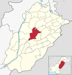 Karte von Pakistan, Position von Distrikt Jhang hervorgehoben