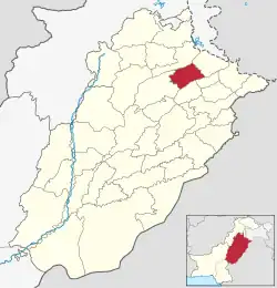 Karte von Pakistan, Position von Distrikt Mandi Bahauddin hervorgehoben