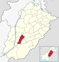 Karte von Pakistan, Position von Distrikt Multan hervorgehoben