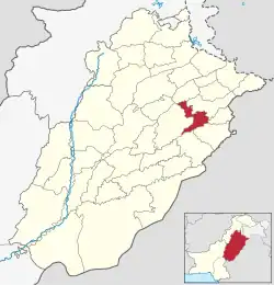 Karte von Pakistan, Position von Distrikt Nankana Sahib hervorgehoben