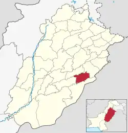 Karte von Pakistan, Position von Distrikt Pakpattan hervorgehoben