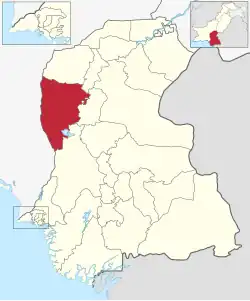 Karte von Pakistan, Position von Distrikt Dadu hervorgehoben