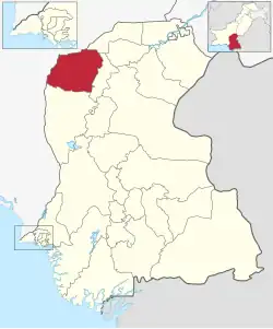 Karte von Pakistan, Position von Distrikt Qambar Shahdadkot hervorgehoben