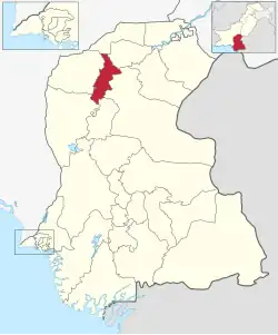 Karte von Pakistan, Position von Distrikt Larkana hervorgehoben