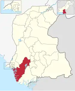 Karte von Pakistan, Position von Distrikt Thatta hervorgehoben