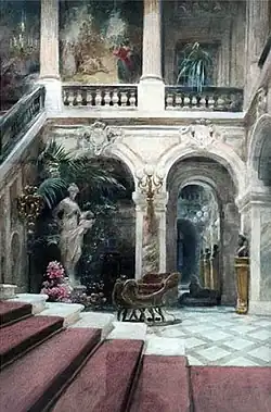 Treppenhaus 1907, Aquarell L.Rösch