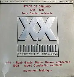 Stadionplakette Patrimoine du XXe siècle