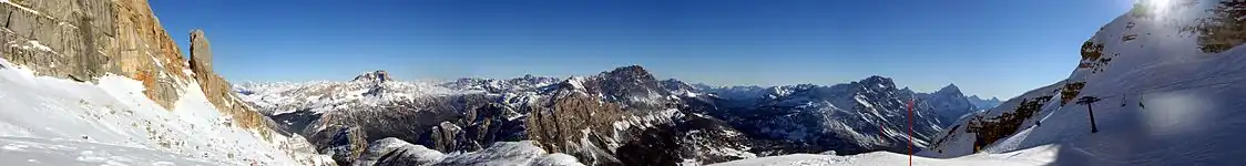 Aussicht aus der Nähe des Rifugio Ra Valles unterhalb der Tofana di Mezzo