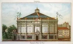 Reklame für das Bild Mars-la-Tour im Leipziger Panorama