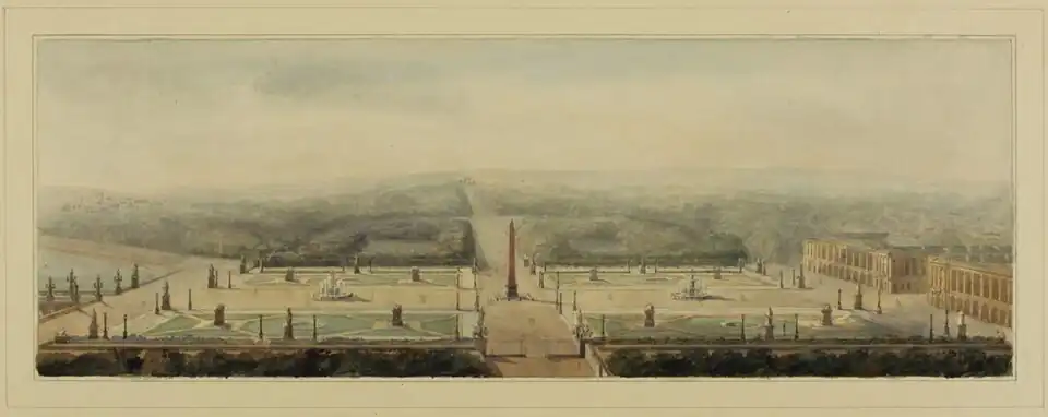 Place de la Concorde aus perspektivischer Sicht (Jakob Ignaz Hittorff, 1830)