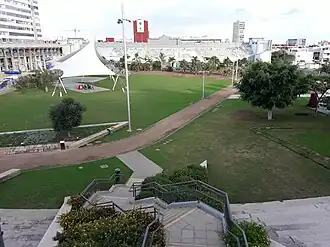 Der Parque del Estadio Insular im Dezember 2018 mit Blick auf eine der Tribünen