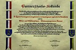 Partnerschaftsurkunde der Weinbauschule Krems mit der Weinbauschule in Rouffach.