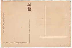 Adressseite (Revers) mit dem Logo Sachsenross (für Niedersachsen) auf dreiblättrigem Kleeblatt (für die Stadt Hannover) und dem Monogramm P F H