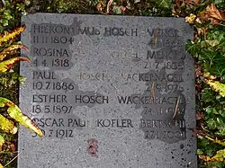 Paul Hosch-Wackernagel (1886–1975) Architekt, Grafiker, Kunstgewerbler. Familiengrab: Hosch-Mengis-Wackernagel-Simonius-Kofler-Bertschi, Wolfgottesacker, Basel