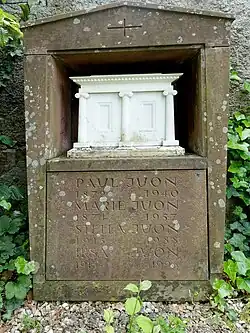 Paul Juon (1872–1940) Komponist. Familiengrab auf dem Friedhof von Langenbruck, Basel-Land, Schweiz. Auch sein Freund der Schweizer Komponist Otto Hegner (1876–1907) ist auf dem Friedhof begraben